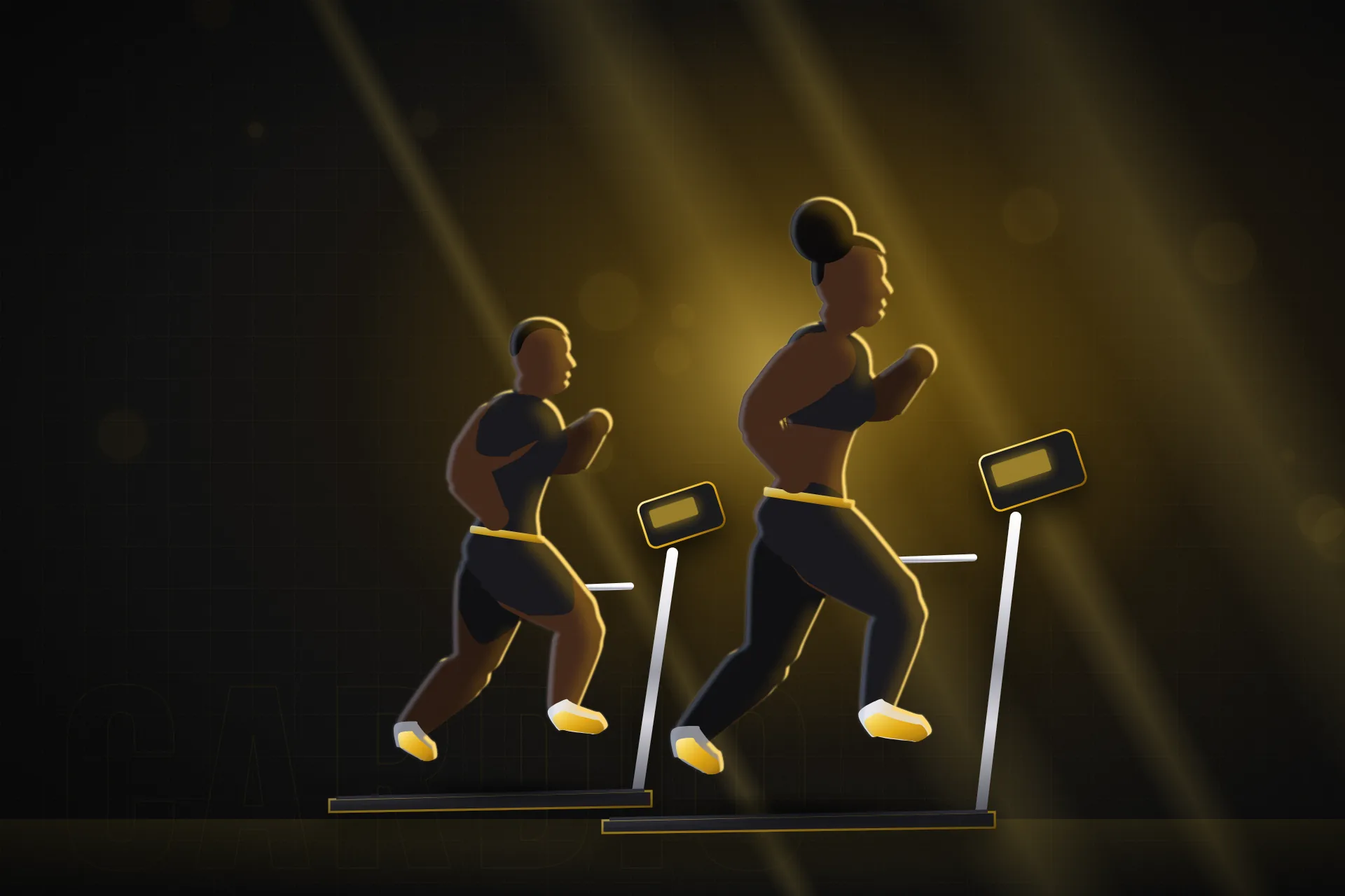 Illustration of two members running on treadmills